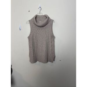 Seasalt Cornwall Cranstock Cable Knit Turtleneck Sweater Vest Size 6 Cotton Wool